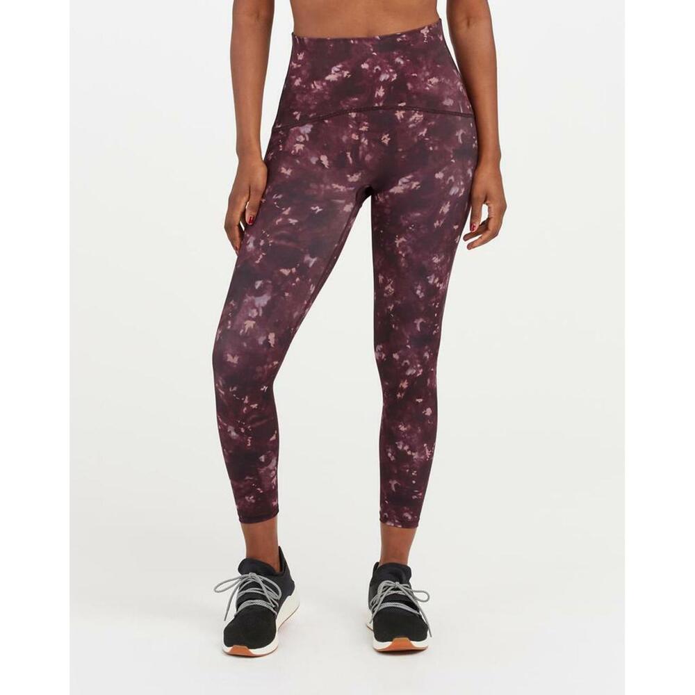 NEW Spanx Booty Boost® Active Printed 7/8 Leggings- Wine/Orange Tie Dye S #724